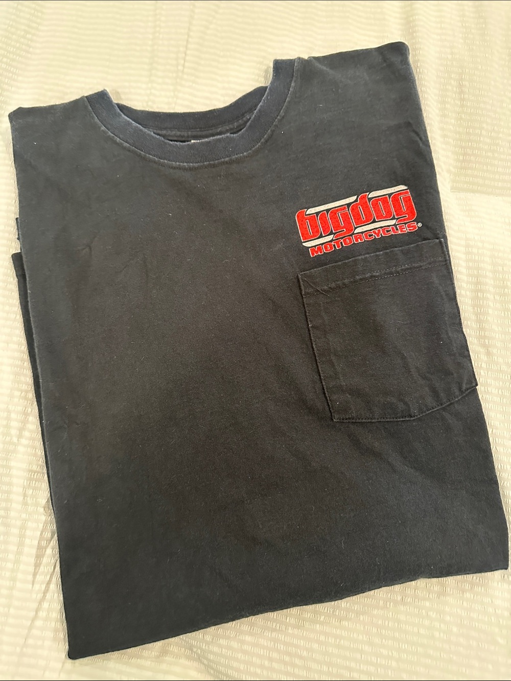Fruit of the Loom Black Pocket Tee with Red BigDog Motorcycle Logo